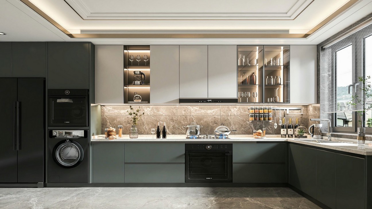 Tủ bếp laminate hoàn thiện không gian đẹp Tủ bếp laminate hoàn thiện không gian đẹp