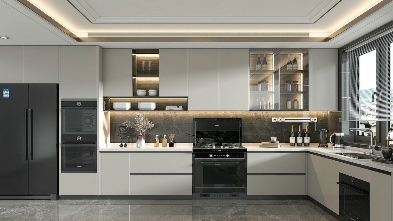 Tủ bếp laminate màu cream nhẹ nhàng Tủ bếp laminate màu cream nhẹ nhàng