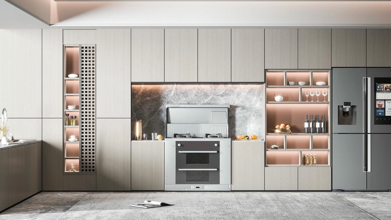 Tủ bếp laminate màu gỗ nhạt Tủ bếp laminate màu gỗ nhạt