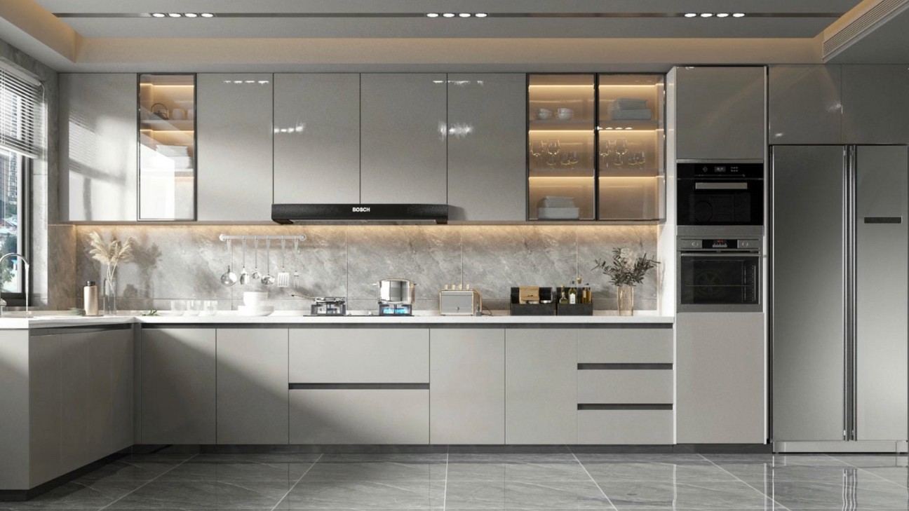 Tủ bếp màu trắng minimalist tinh tế Tủ bếp màu trắng minimalist tinh tế