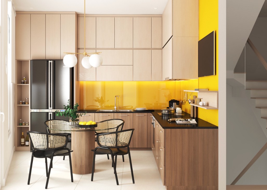 Tủ bếp màu vàng bright tươi sáng năng động Tủ bếp màu vàng bright tươi sáng năng động