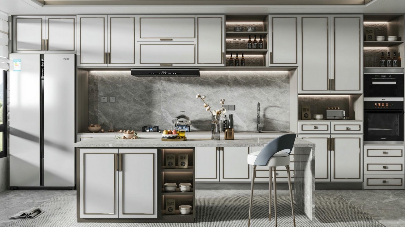 Tủ bếp màu xám đậm sang trọng phong cách luxury Tủ bếp màu xám đậm sang trọng phong cách luxury