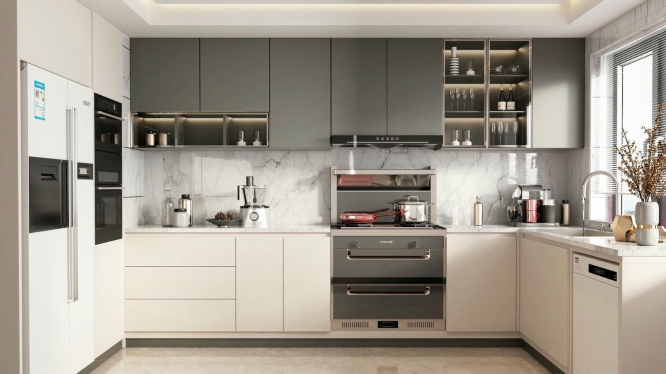Tủ bếp màu xám tối giản cho căn hộ nhỏ Tủ bếp màu xám tối giản cho căn hộ nhỏ
