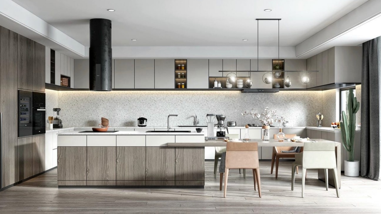 Tủ bếp melamine có pantry lớn
