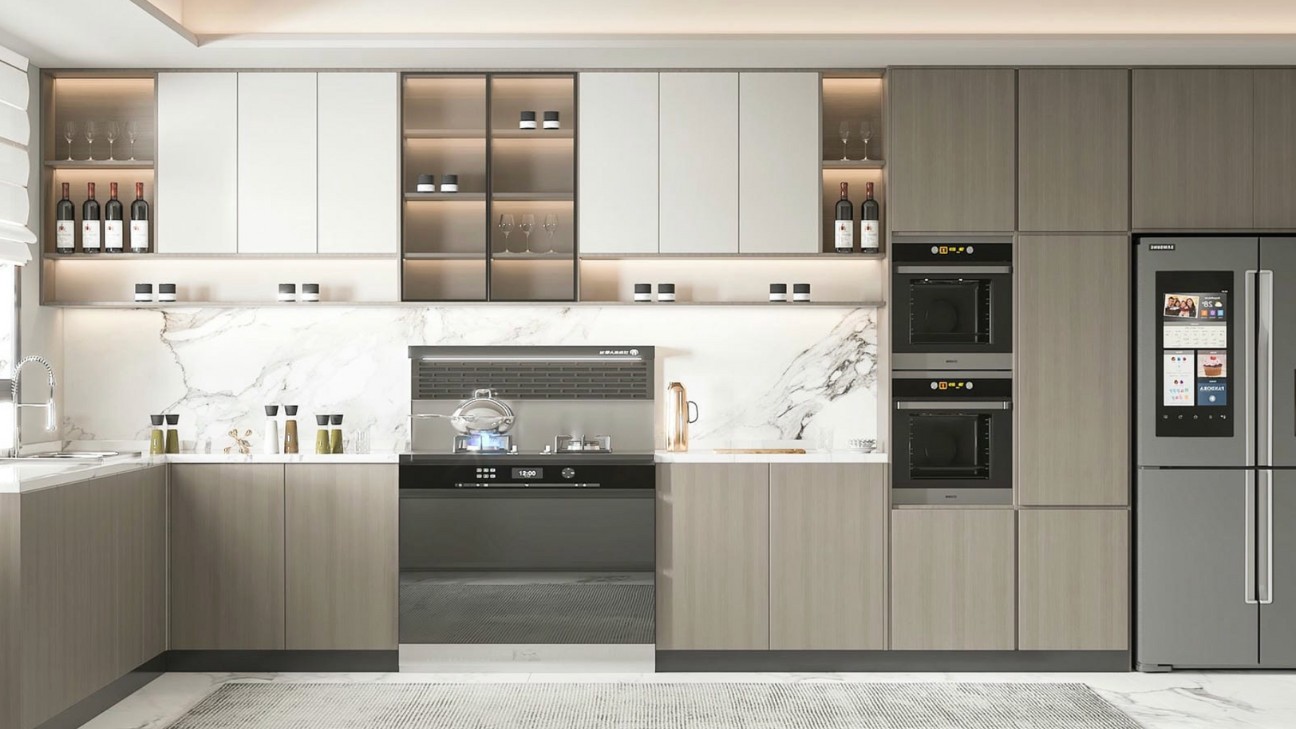 Tủ bếp melamine màu cá tính mạnh