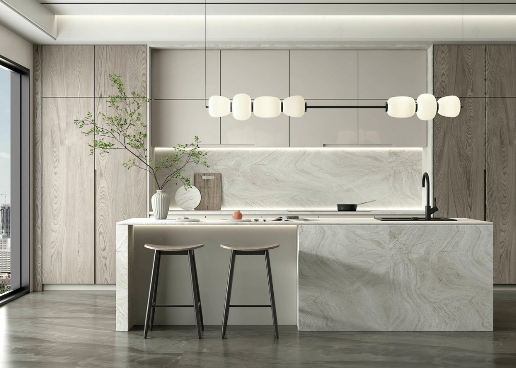 Tủ bếp melamine phong cách minimalist