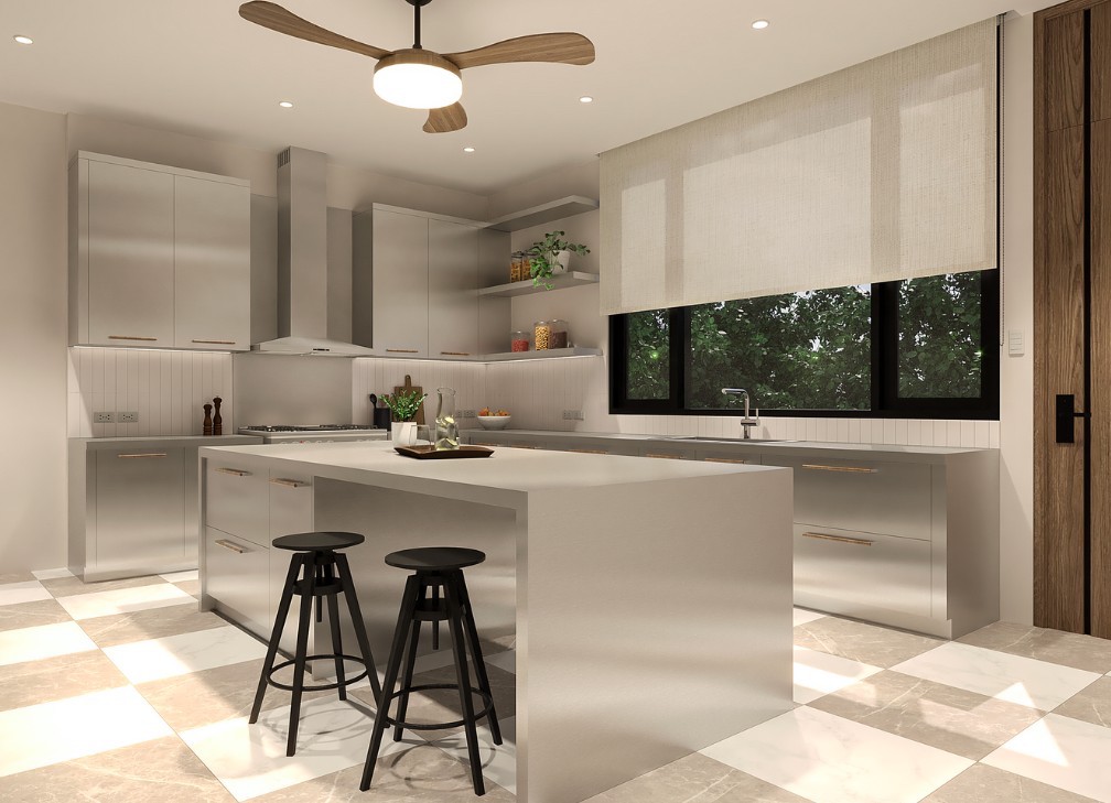 Tủ bếp nhôm đẹp có ngăn kéo