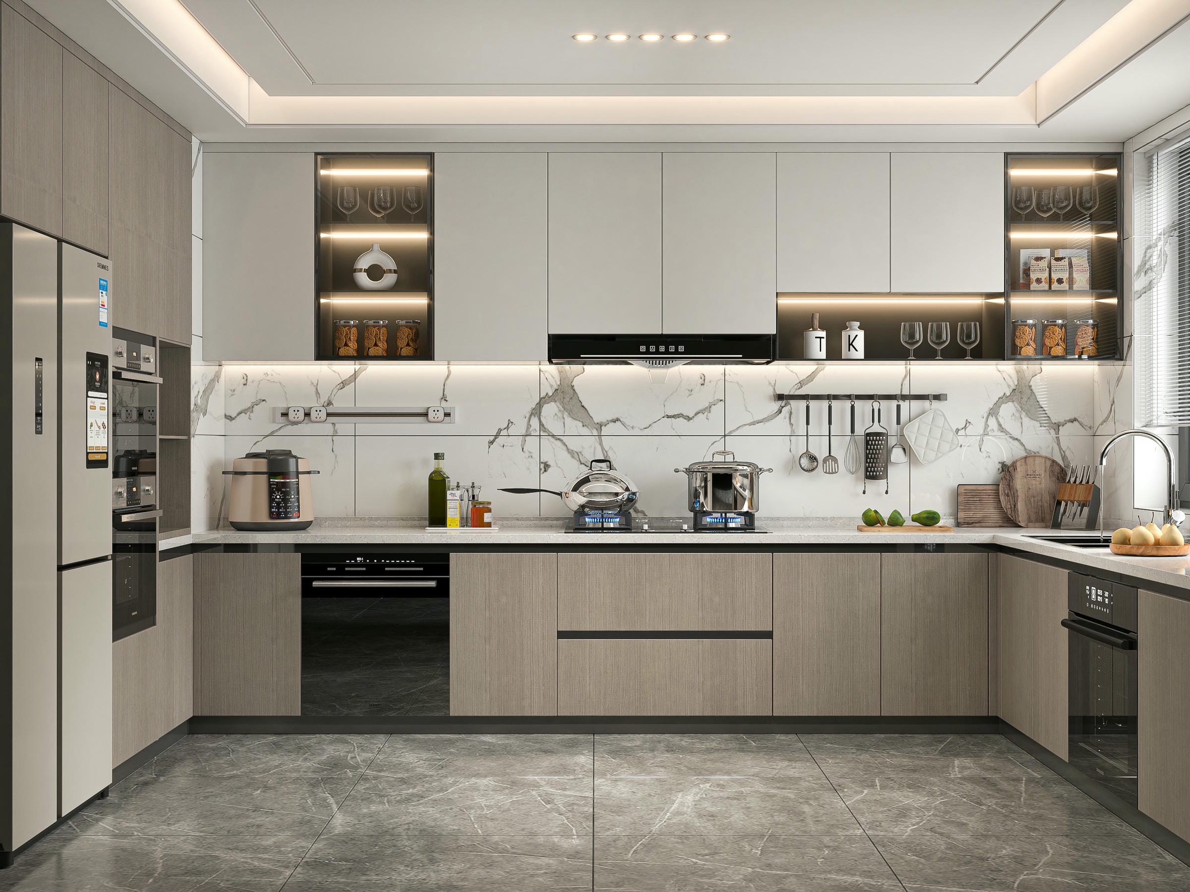 Tủ bếp nhôm giả gỗ đa năng