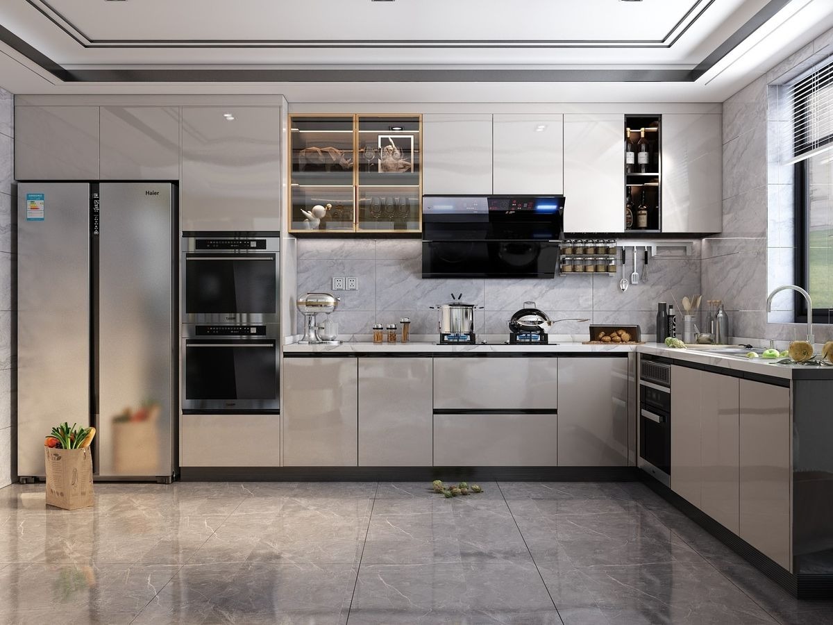 Tủ bếp nhôm kính cao cấp nhỏ gọn