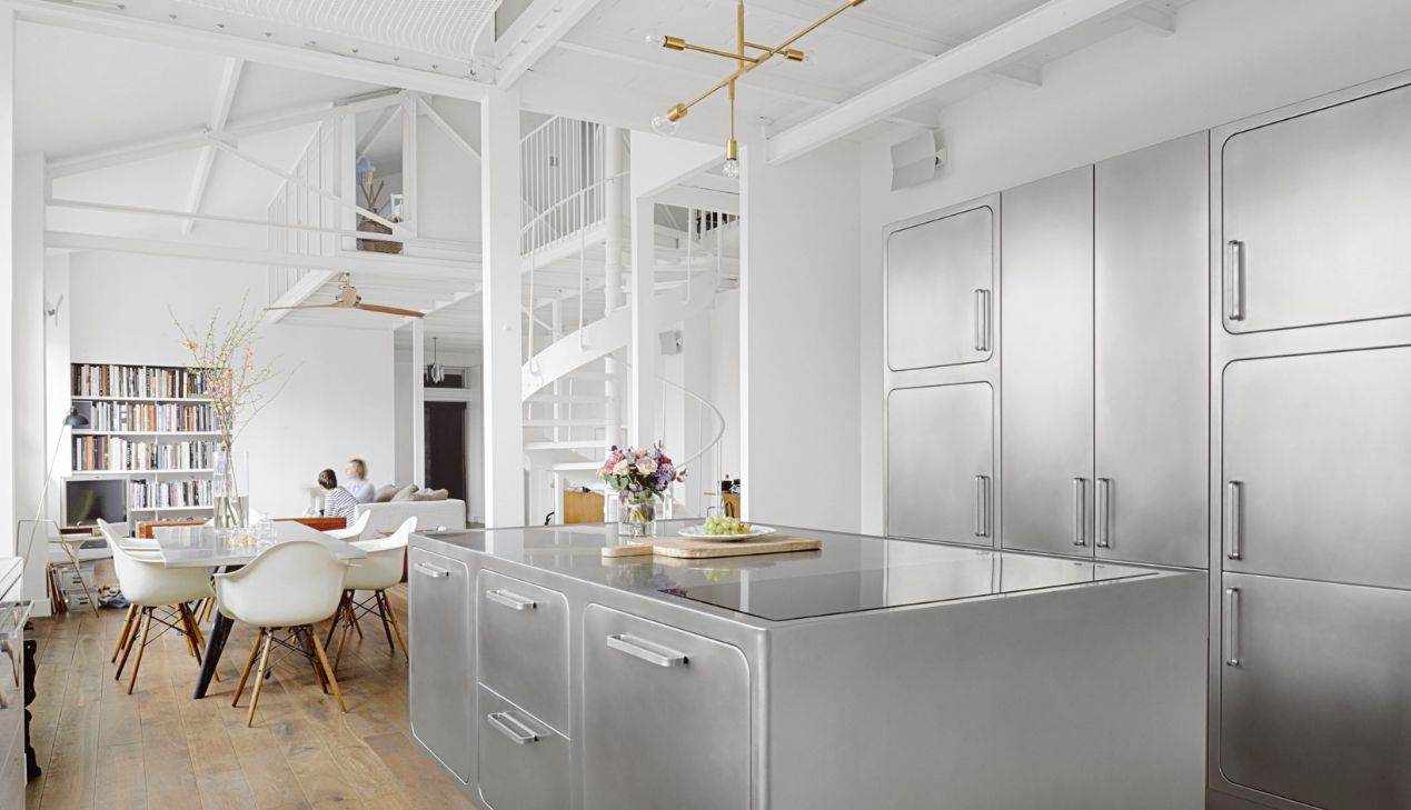 Tủ bếp nhôm kính khung inox