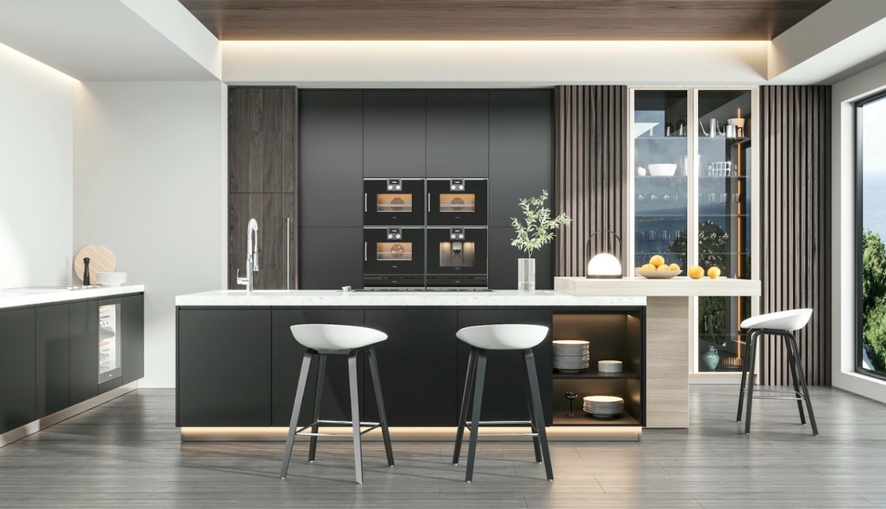 Tủ bếp nhôm kính phong cách tối giản Tủ bếp nhôm kính phong cách tối giản