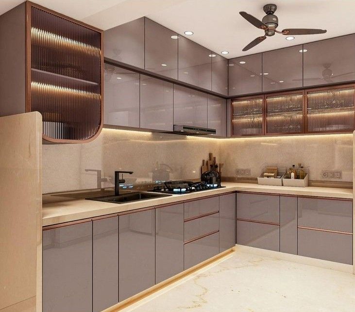 Tủ bếp nhôm xingfa đơn giản