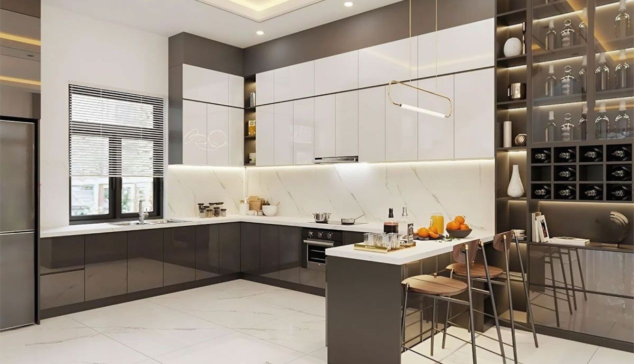Tủ bếp nhựa kết hợp inox