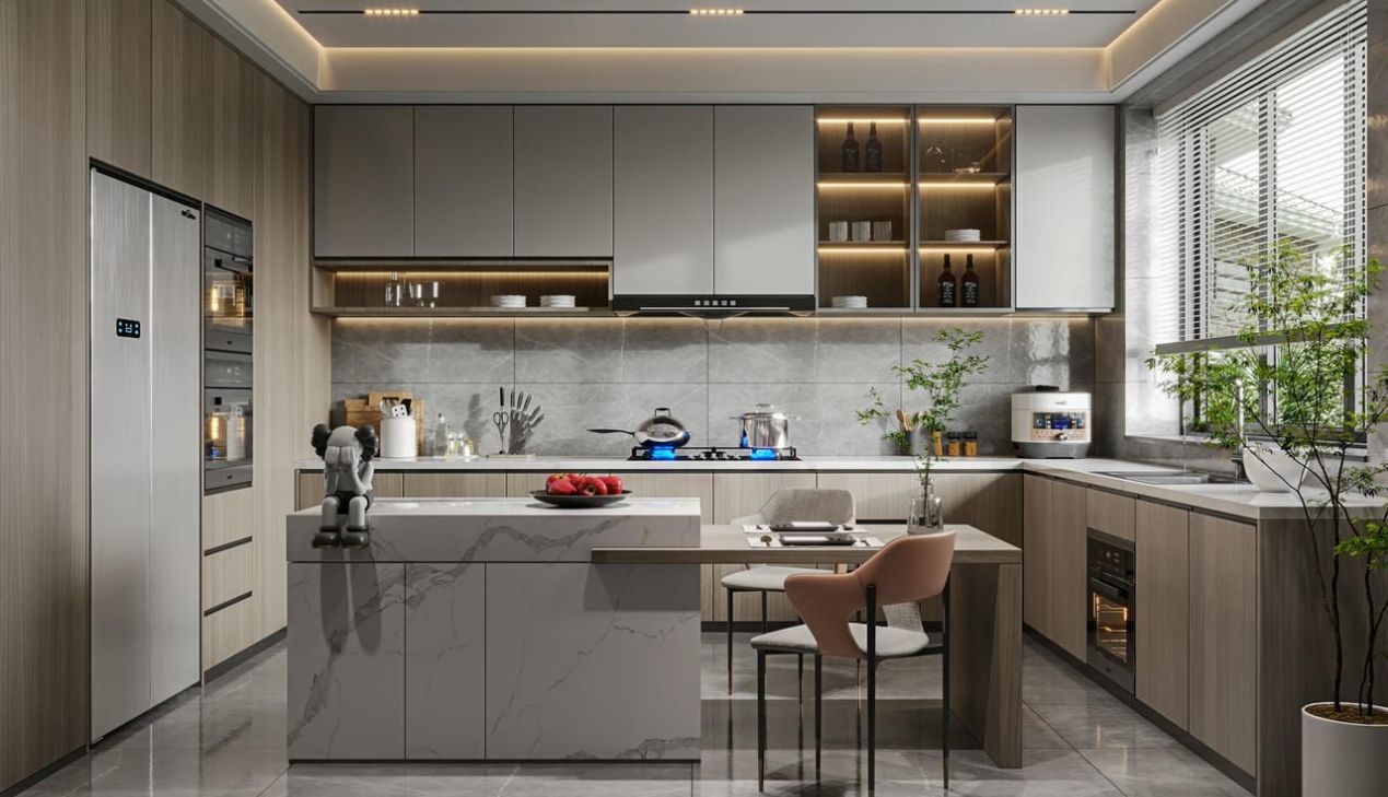 Tủ bếp nhựa Picomat hiện đại Tủ bếp nhựa Picomat hiện đại