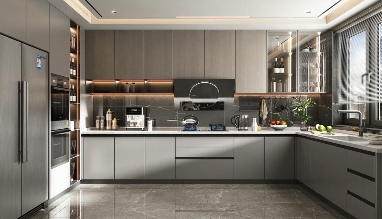 Tủ bếp Picomat với tay nắm âm hiện đại Tủ bếp Picomat với tay nắm âm hiện đại