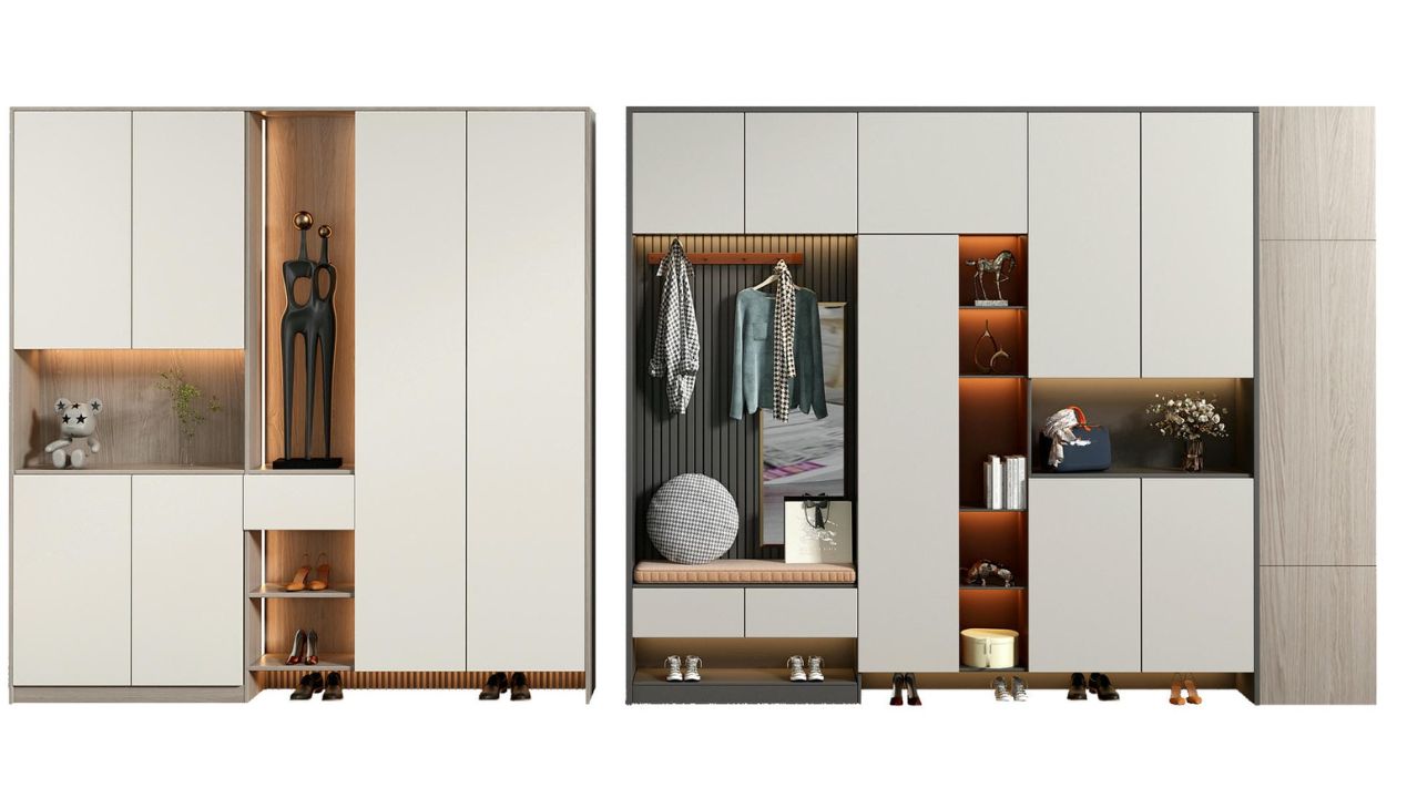 Tủ giày gỗ sơn PU hiện đại Tủ giày gỗ sơn PU hiện đại