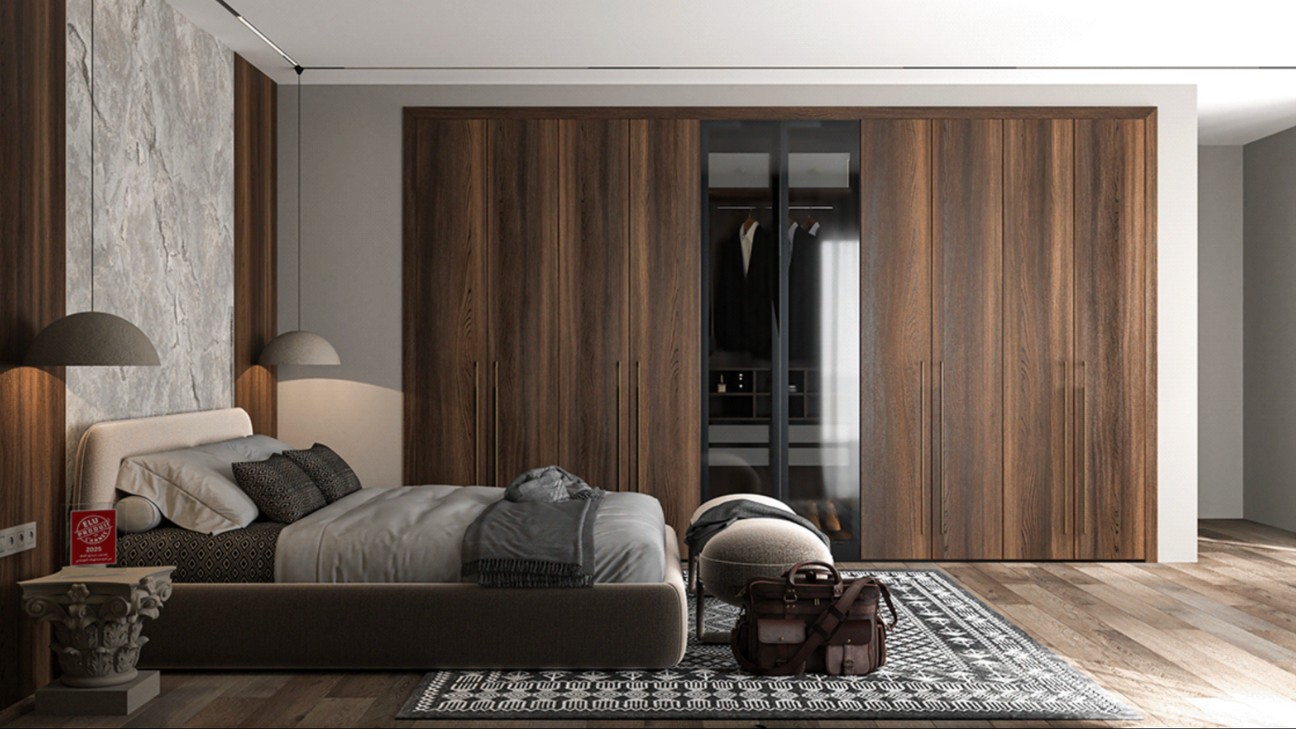 Tủ quần áo gỗ đẹp màu walnut sang trọng Tủ quần áo gỗ đẹp màu walnut sang trọng