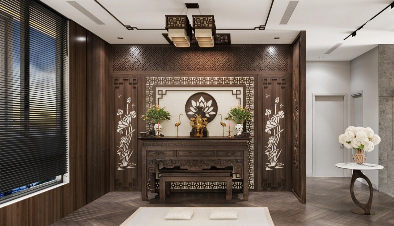 Tủ thờ cổ điển gỗ tự nhiên