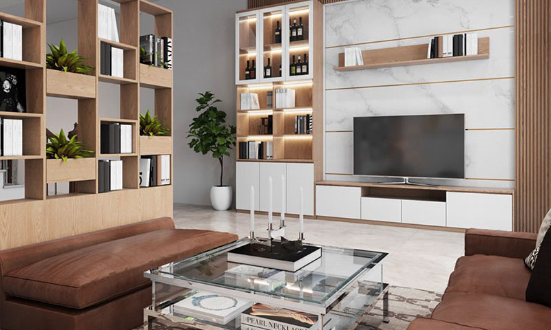 Ứng dụng bảng màu melamine cho phòng khách