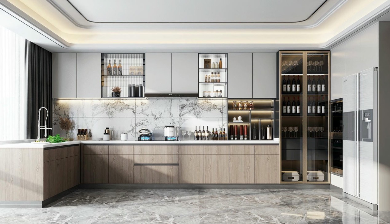 Ứng dụng tủ bếp gỗ veneer trong nội thất Ứng dụng tủ bếp gỗ veneer trong nội thất