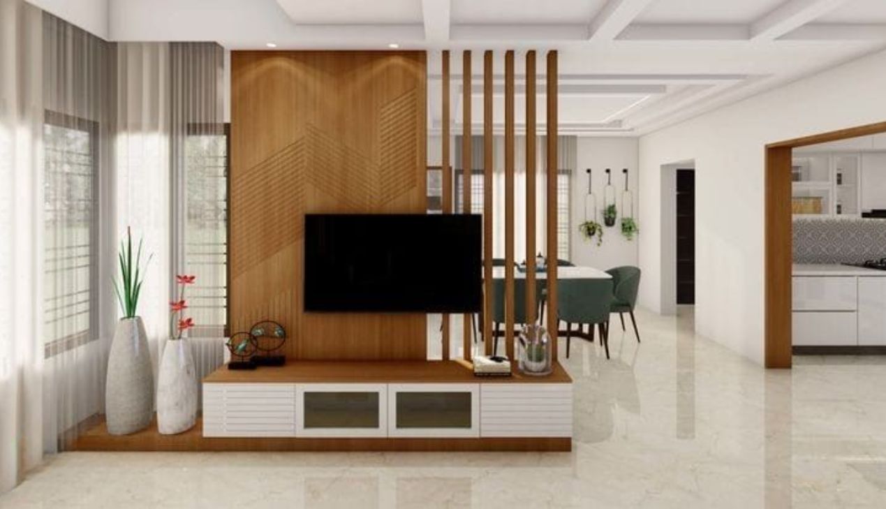 Vách ngăn gỗ phong cách đơn giản