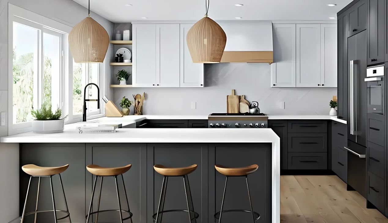 Ý tưởng làm quầy bar cho bếp chữ U 