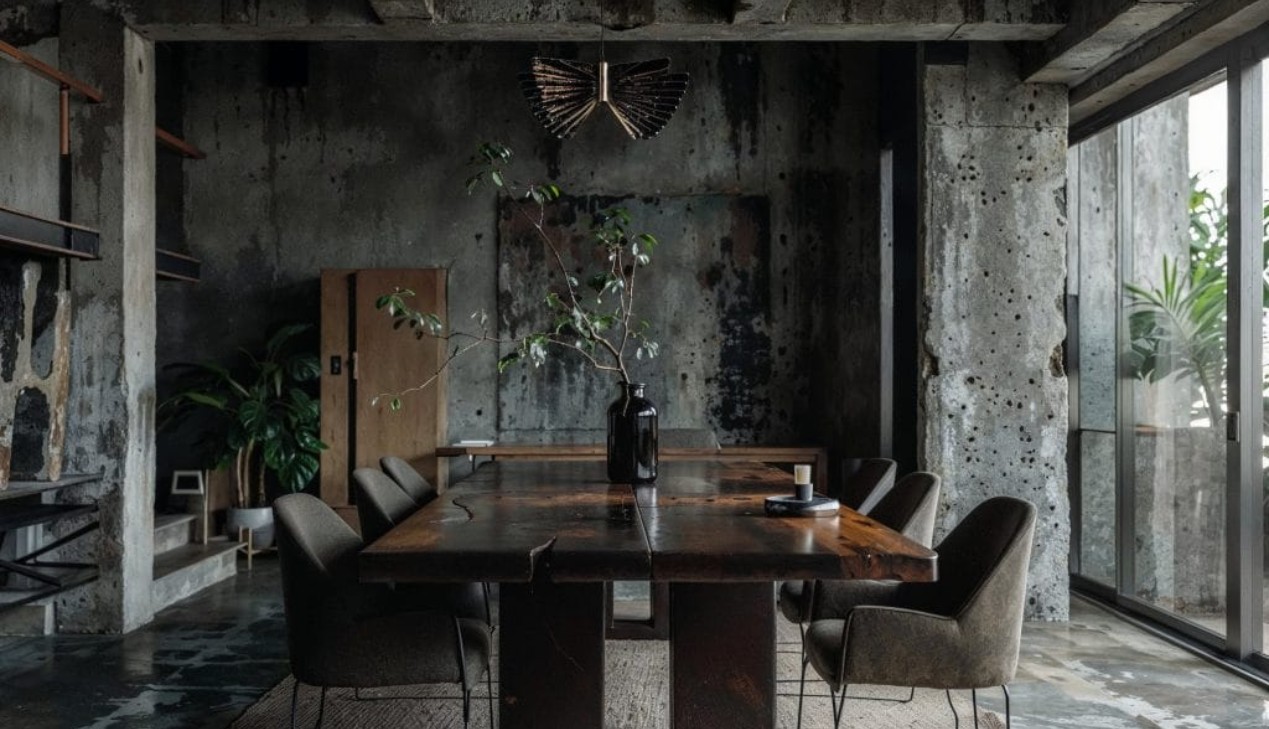 Nội thất Brutalism thô mộc