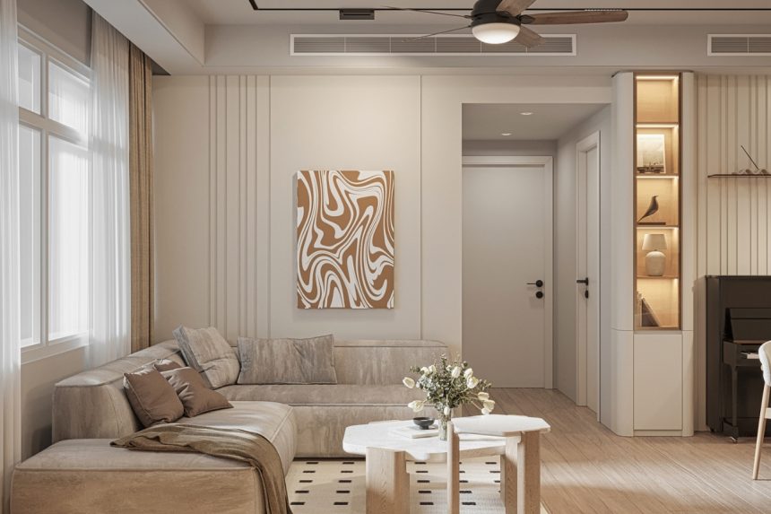 Nội thất phòng bếp liền khách chung cư Sài Gòn Pearl 03