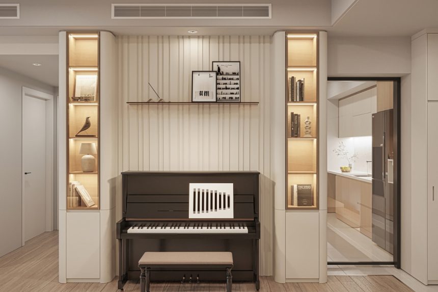 Nội thất phòng bếp liền khách chung cư Sài Gòn Pearl 06