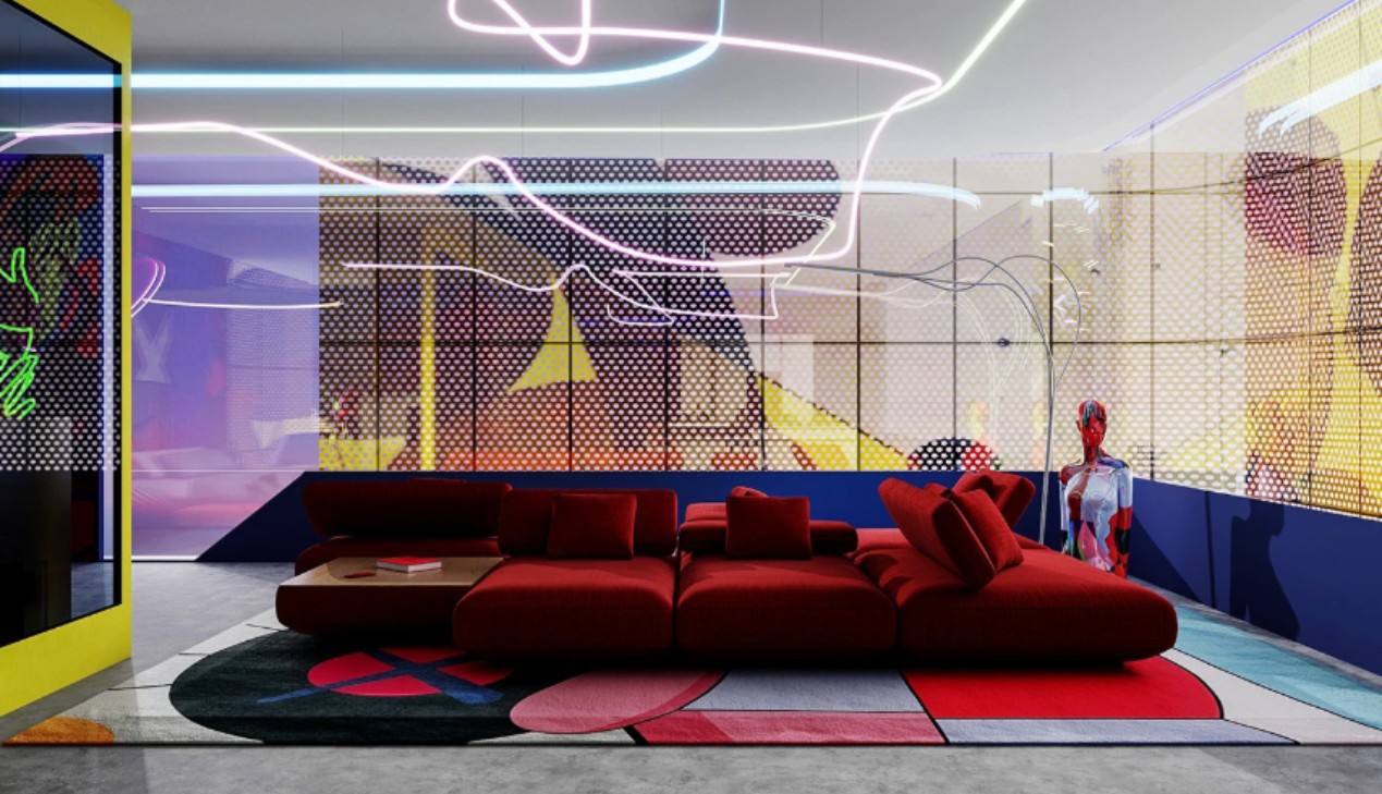 Nội thất Pop Art với ghế sofa họa tiết nổi bật