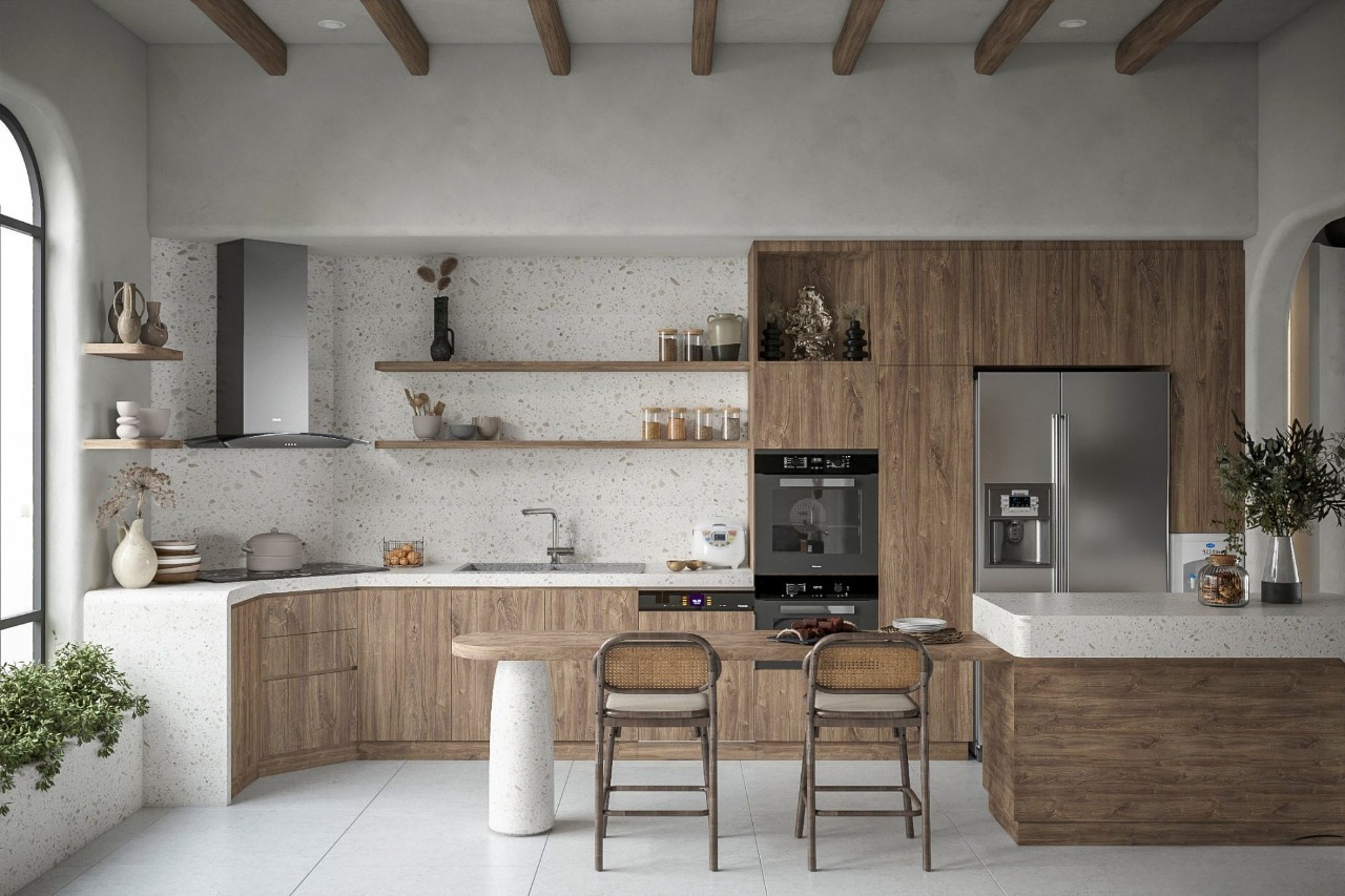 Phong cách thiết kế nội thất wabi sabi cho nhà bếp đơn giản