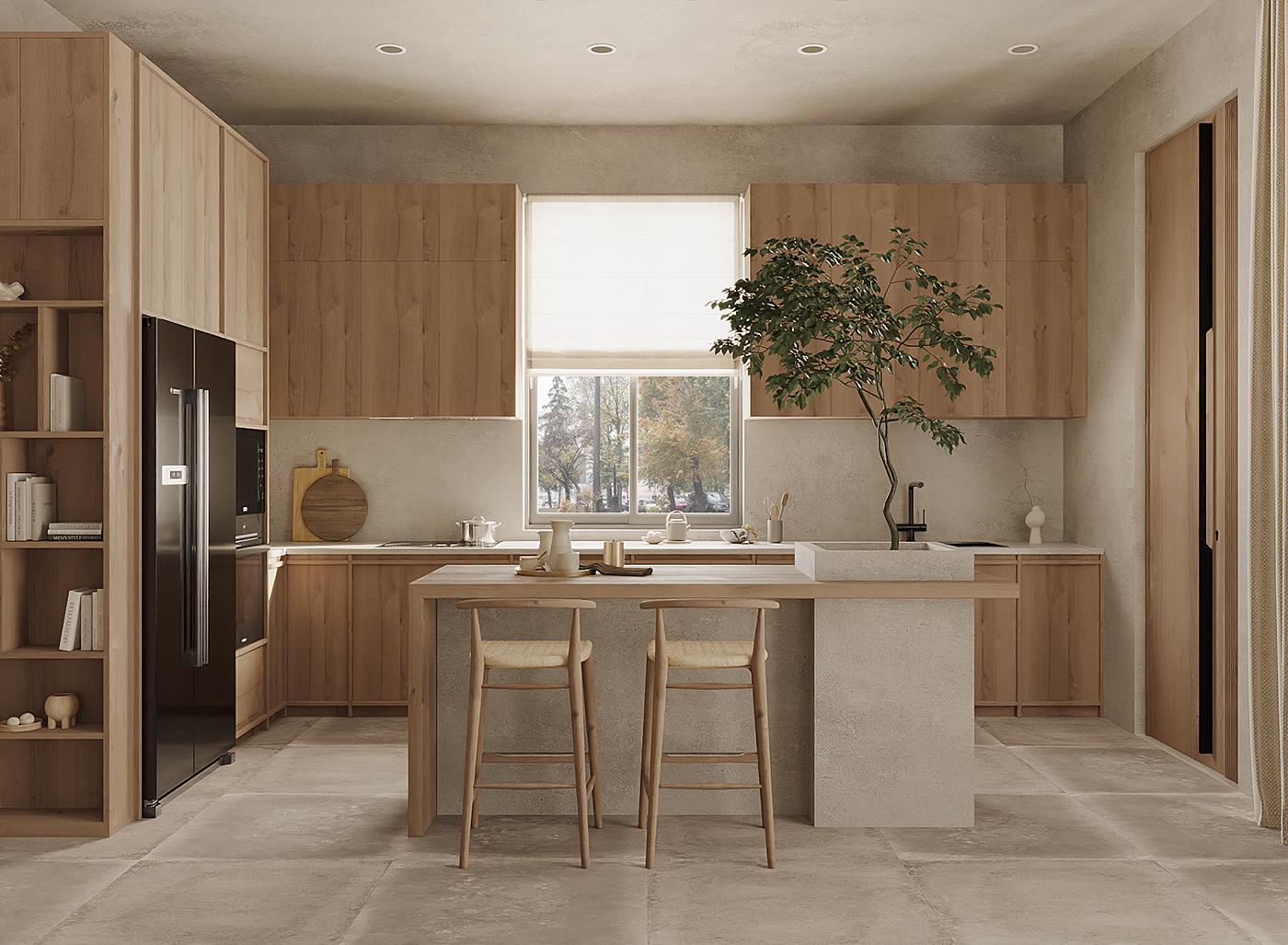 Phong cách thiết kế nội thất wabi sabi cho nhà bếp