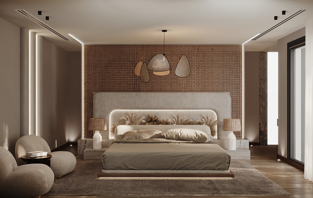 Phong cách thiết kế nội thất wabi sabi cho phòng ngủ rộng đẹp