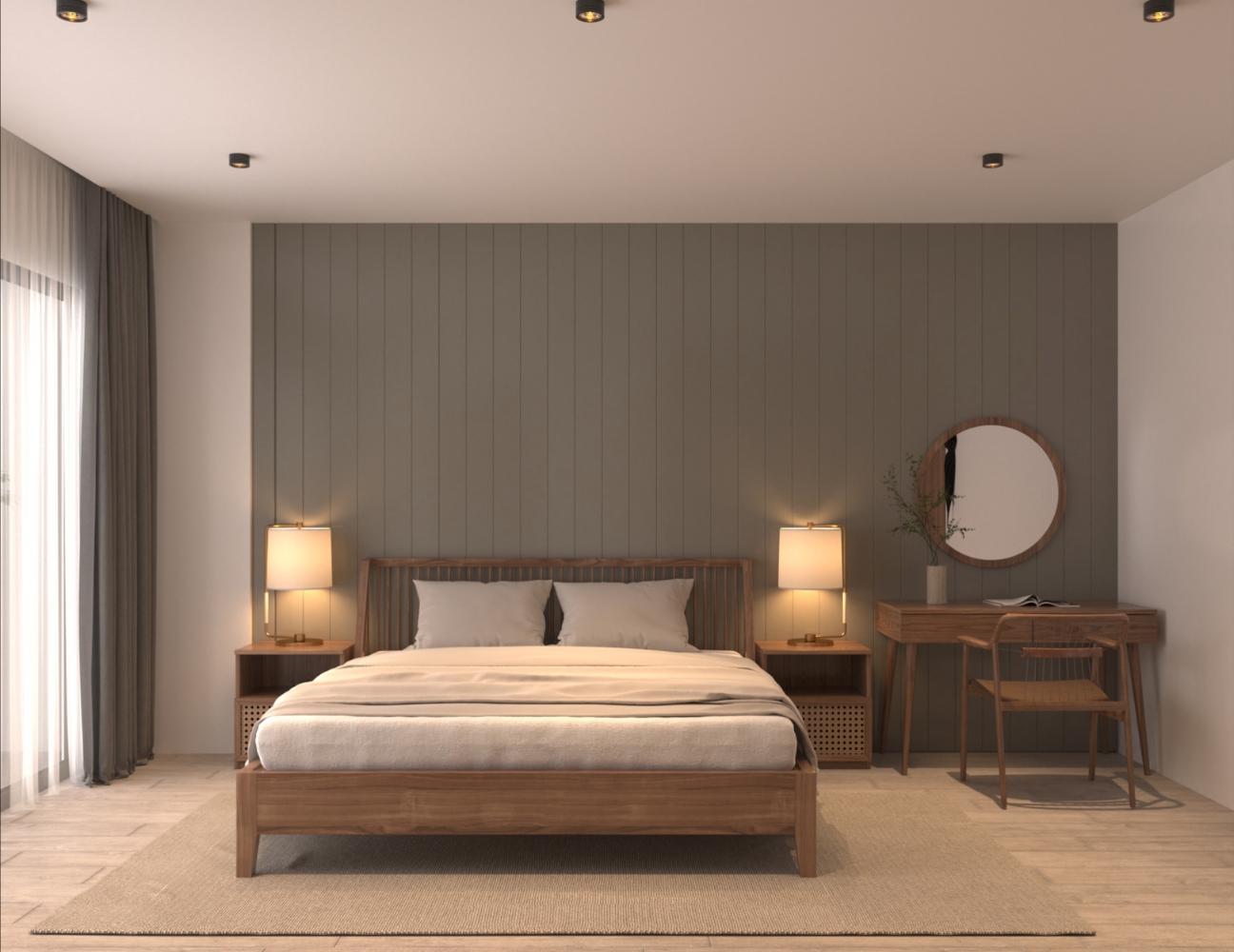 Phòng ngủ retro kết hợp minimalist