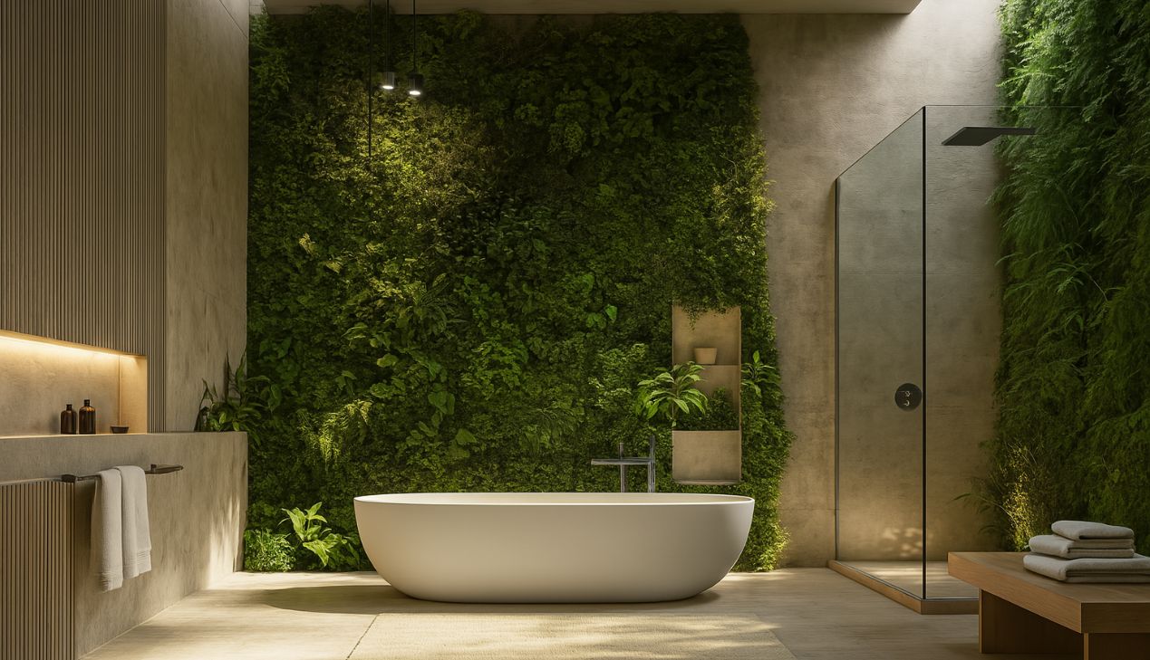Phòng tắm nhỏ phong cách Biophilic