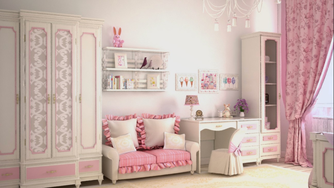 Phòng trẻ em Shabby Chic: tủ đồ công chúa