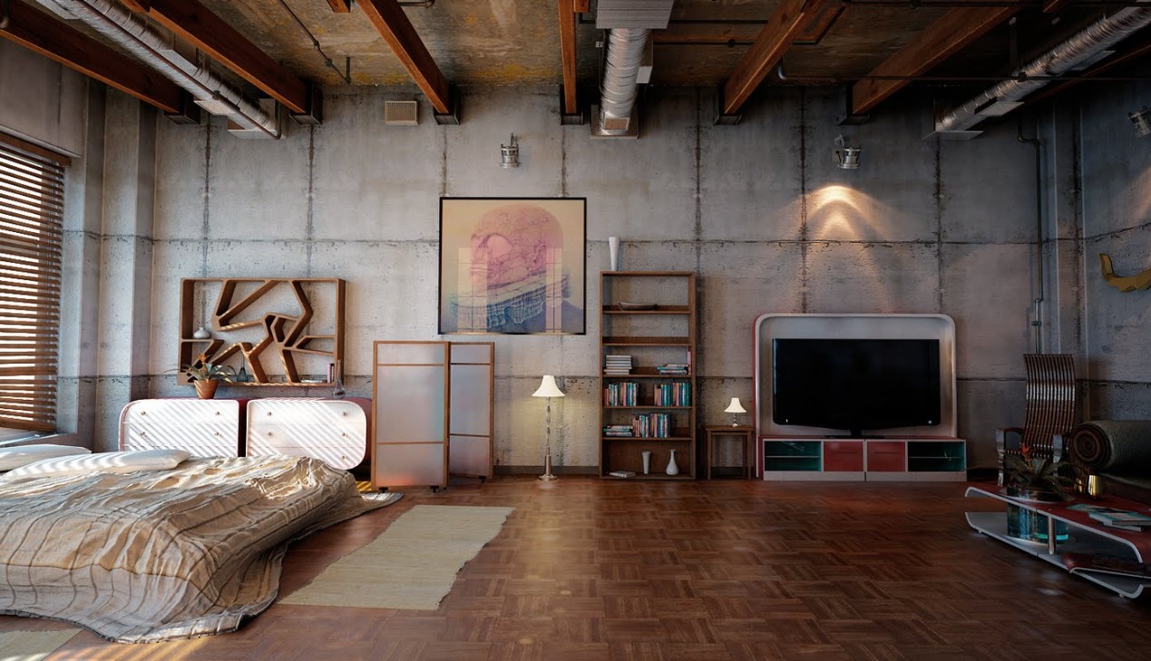 Thiết kế nội thất Brutalism với bê tông trần