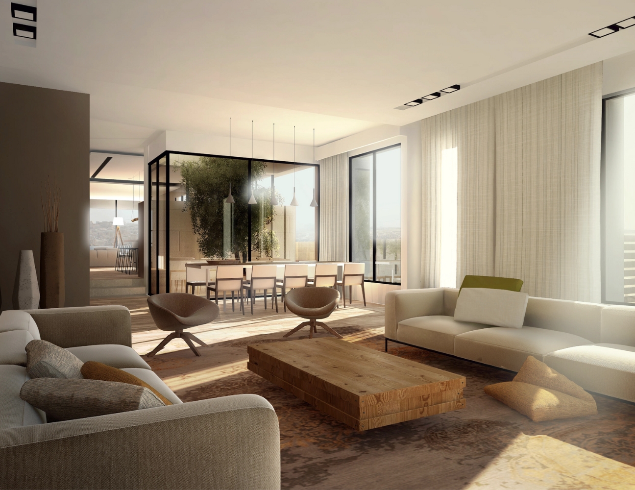 Thiết kế nội thất luxury kết hợp gỗ tự nhiên