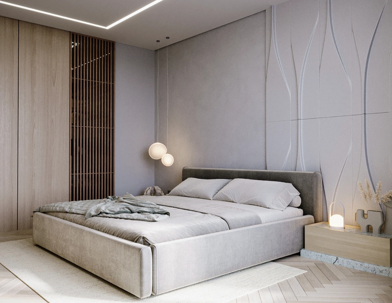 Thiết kế nội thất một phòng ngủ hiện đại và tối giản