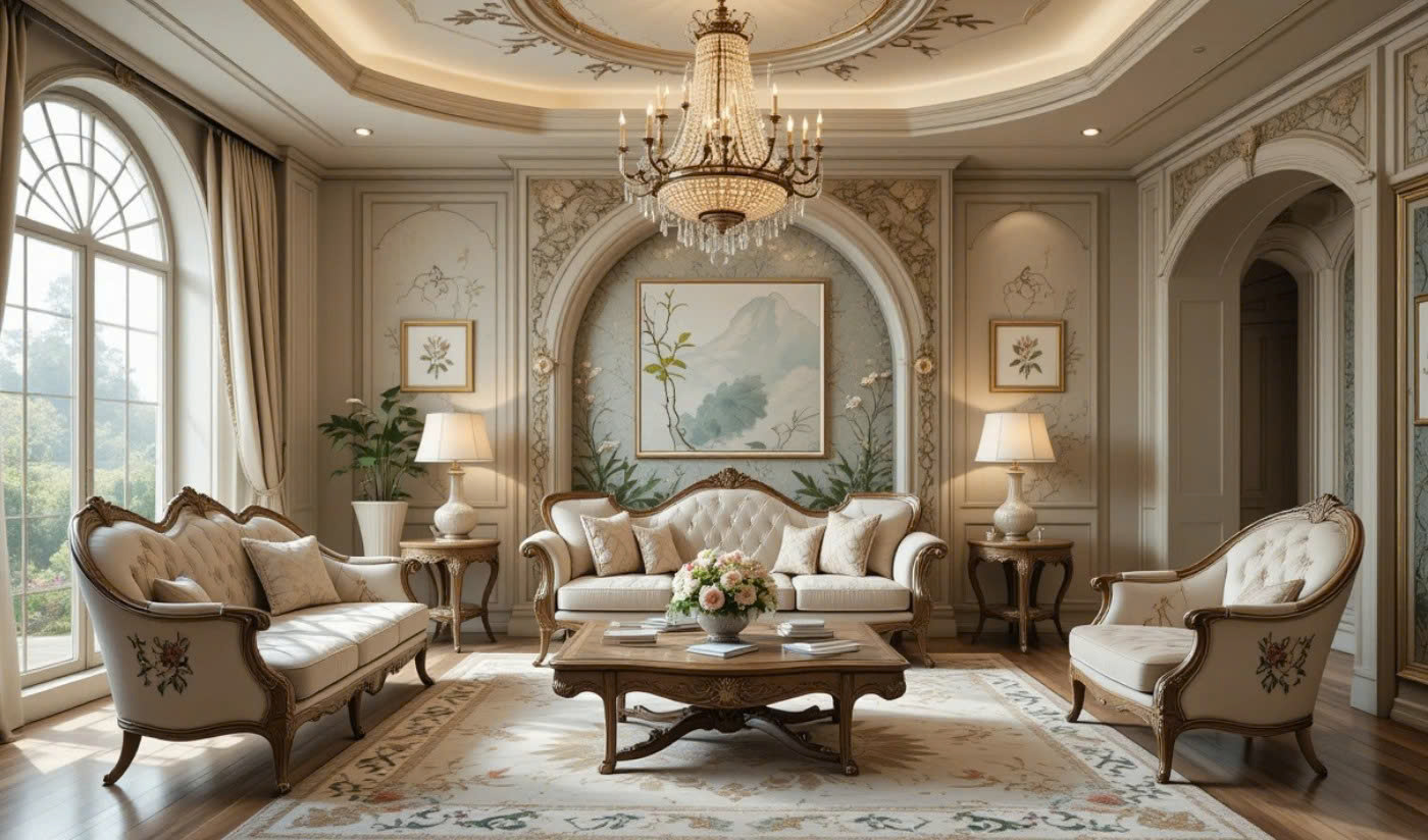 Thiết kế nội thất phòng khách phong cách art nouveau