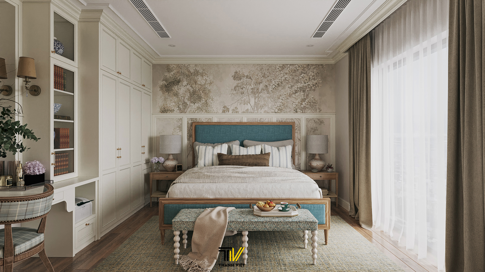 Thiết kế nội thất phòng ngủ theo phong cách farmhouse