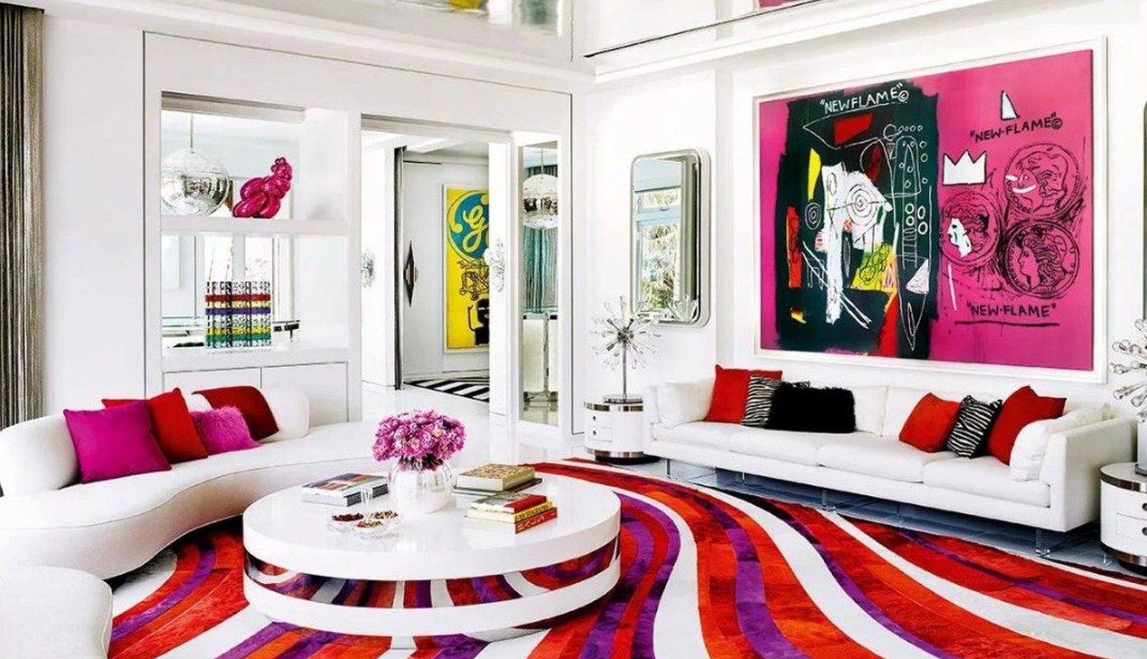 Thiết kế nội thất Pop Art sử dụng gam màu nóng