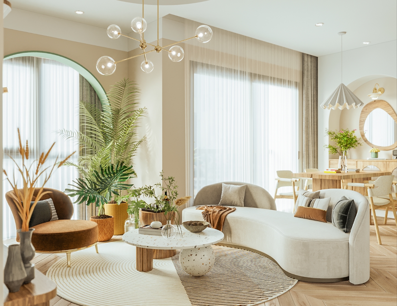 Thiết kế nội thất Retro kết hợp Scandinavian và Japandi
