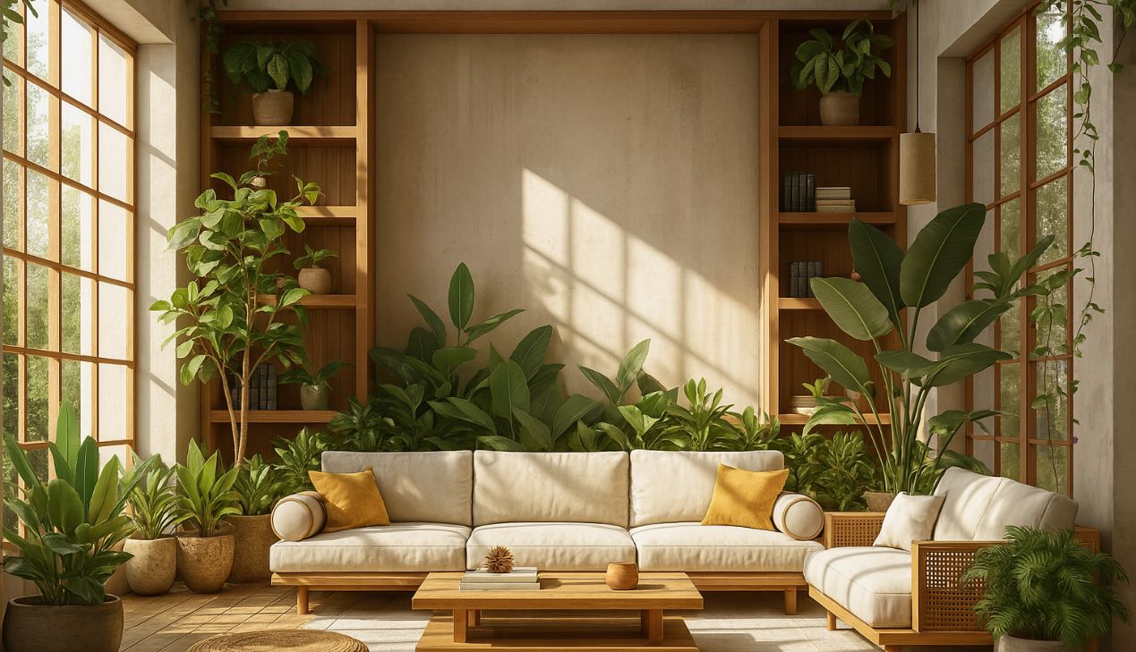 Thiết kế phòng khách hòa quyện thiên nhiên