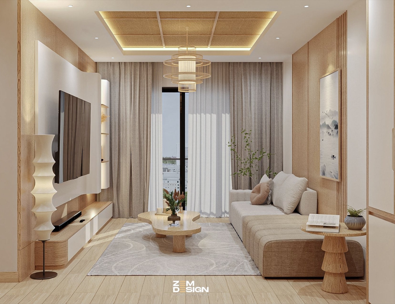 Thiết kế phòng khách Japandi