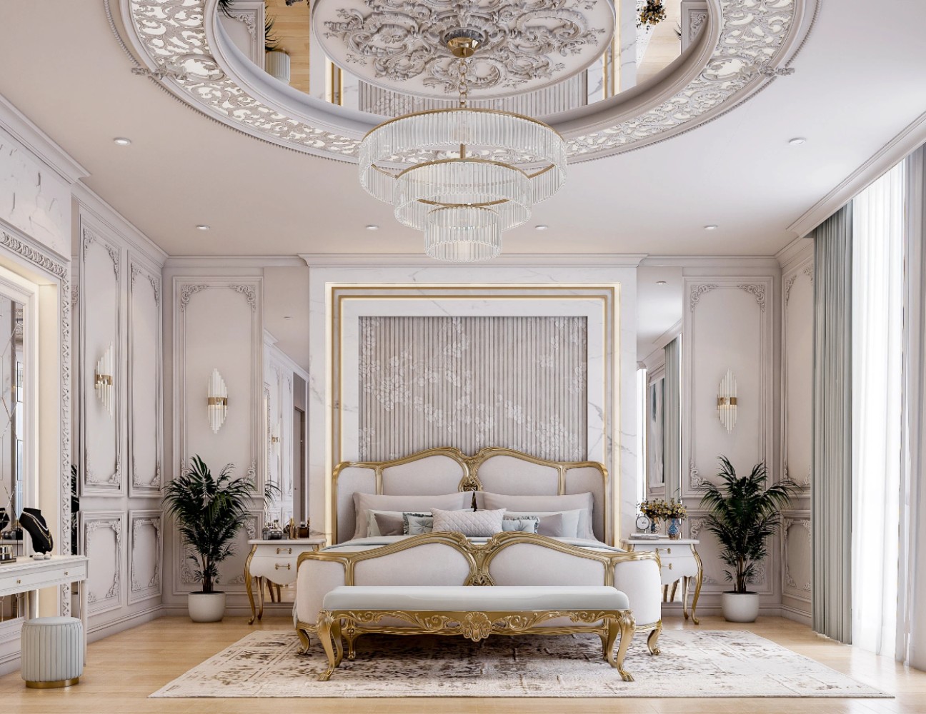 Thiết kế phòng ngủ biệt thự cổ điển