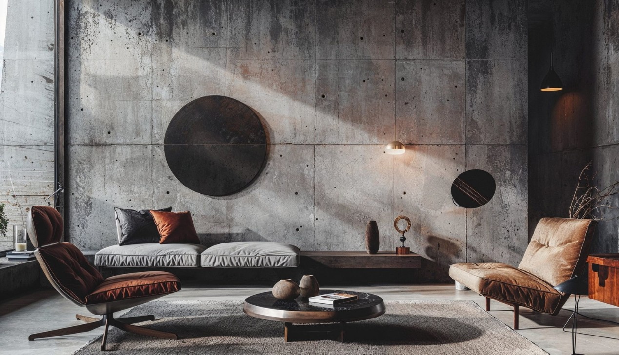 Tường bê tông trong thiết kế nội thất Brutalism