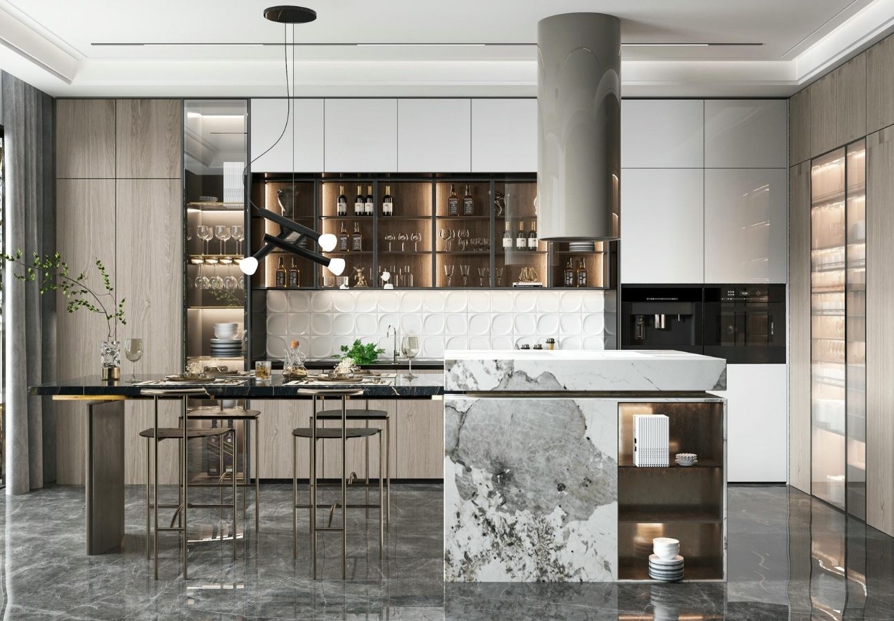 Tủ bếp chữ L hiện đại LL-2266