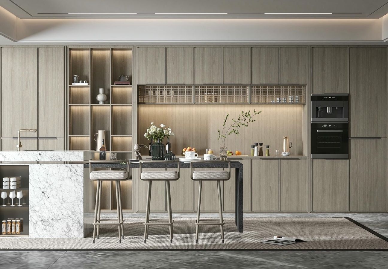 Tủ acrylic màu nâu đẹp