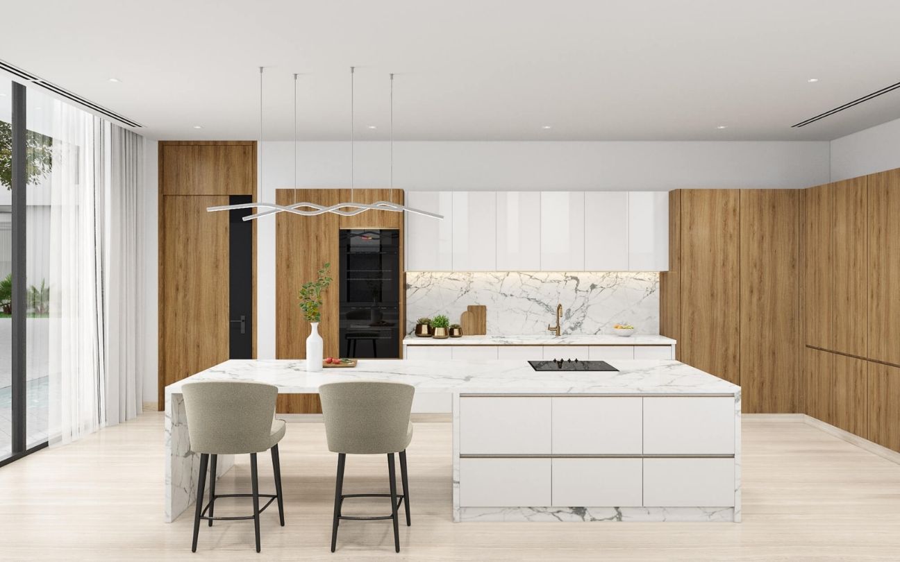 Tủ bếp laminate hiện đại cho biệt thự